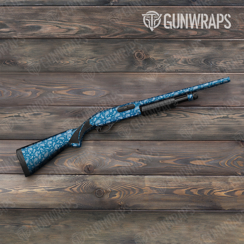 Bandana Blue White Shotgun Gun Skin Vinyl Wrap