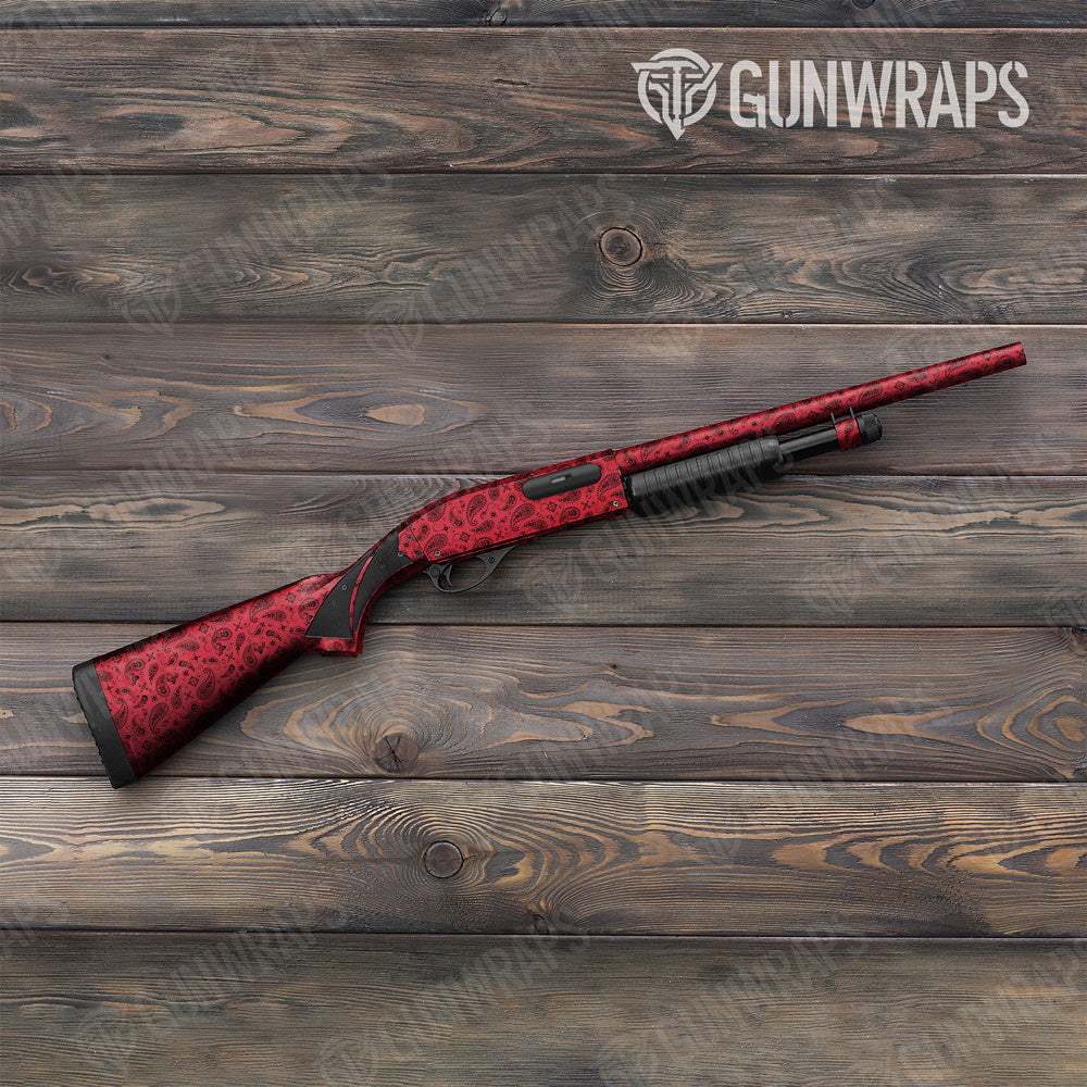 Bandana Red Black Shotgun Gun Skin Vinyl Wrap