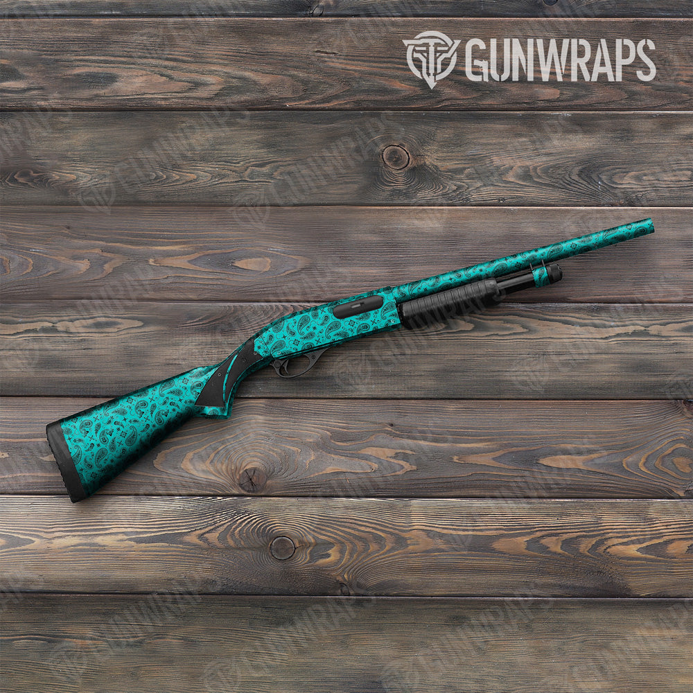 Bandana Tiffany Blue Black Shotgun Gun Skin Vinyl Wrap