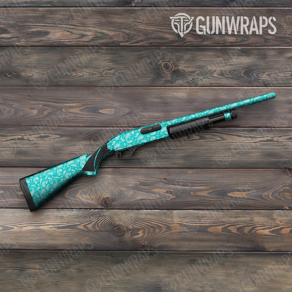 Bandana Tiffany Blue White Shotgun Gun Skin Vinyl Wrap