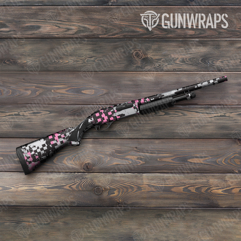 Broken Plaid Pink Camo Shotgun Gun Skin Vinyl Wrap