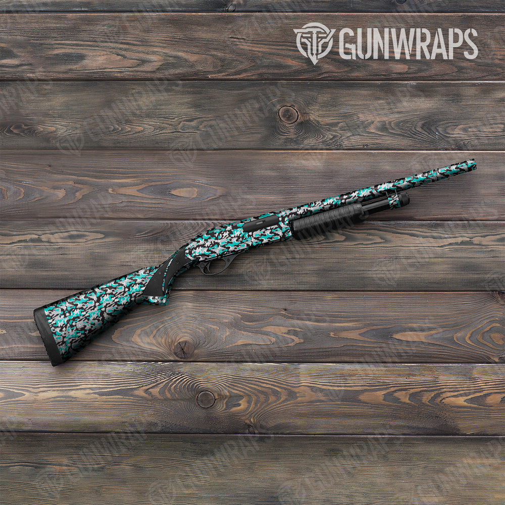 Classic Tiffany Blue Tiger Camo Shotgun Gun Skin Vinyl Wrap