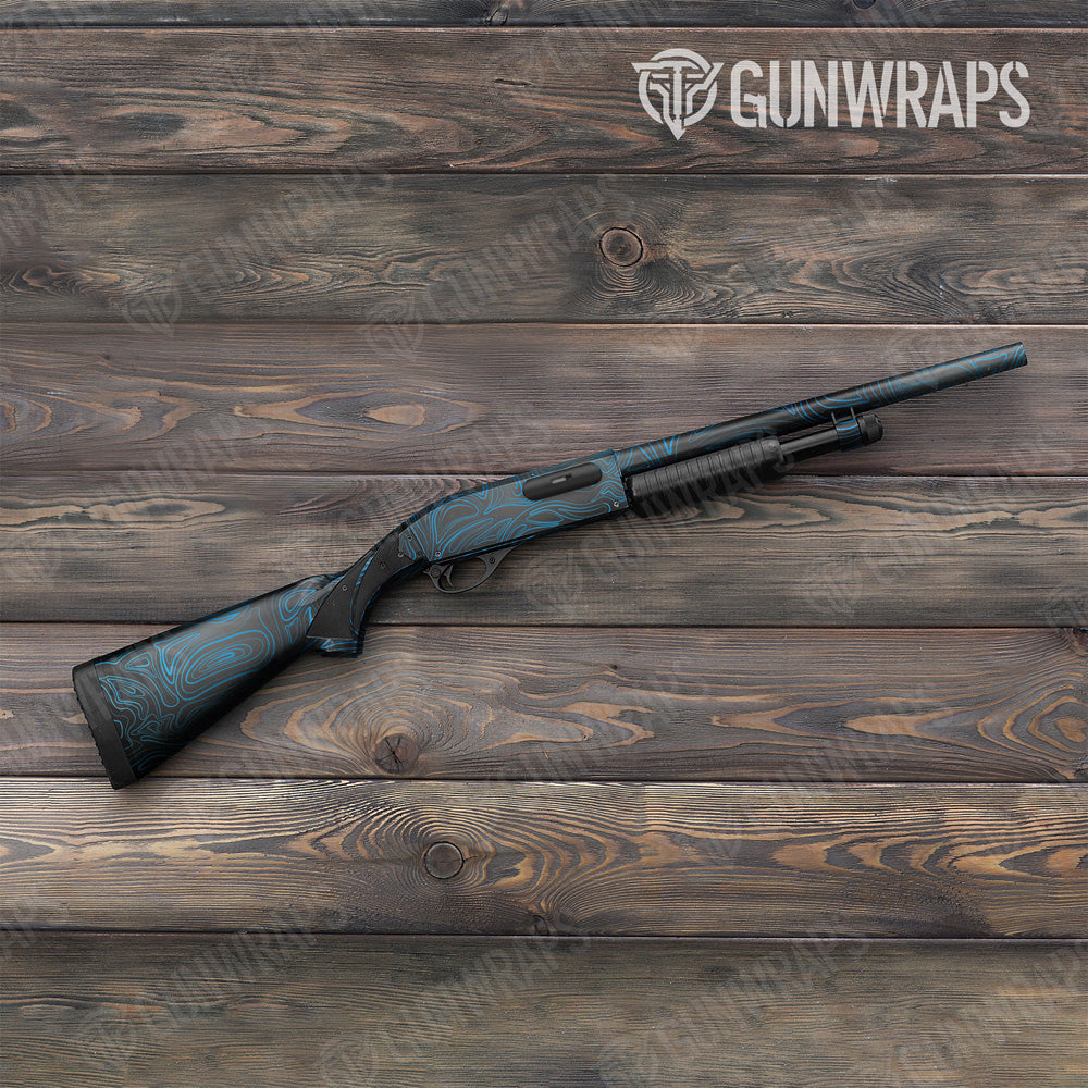 Damascus Blue Shotgun Gun Skin Vinyl Wrap