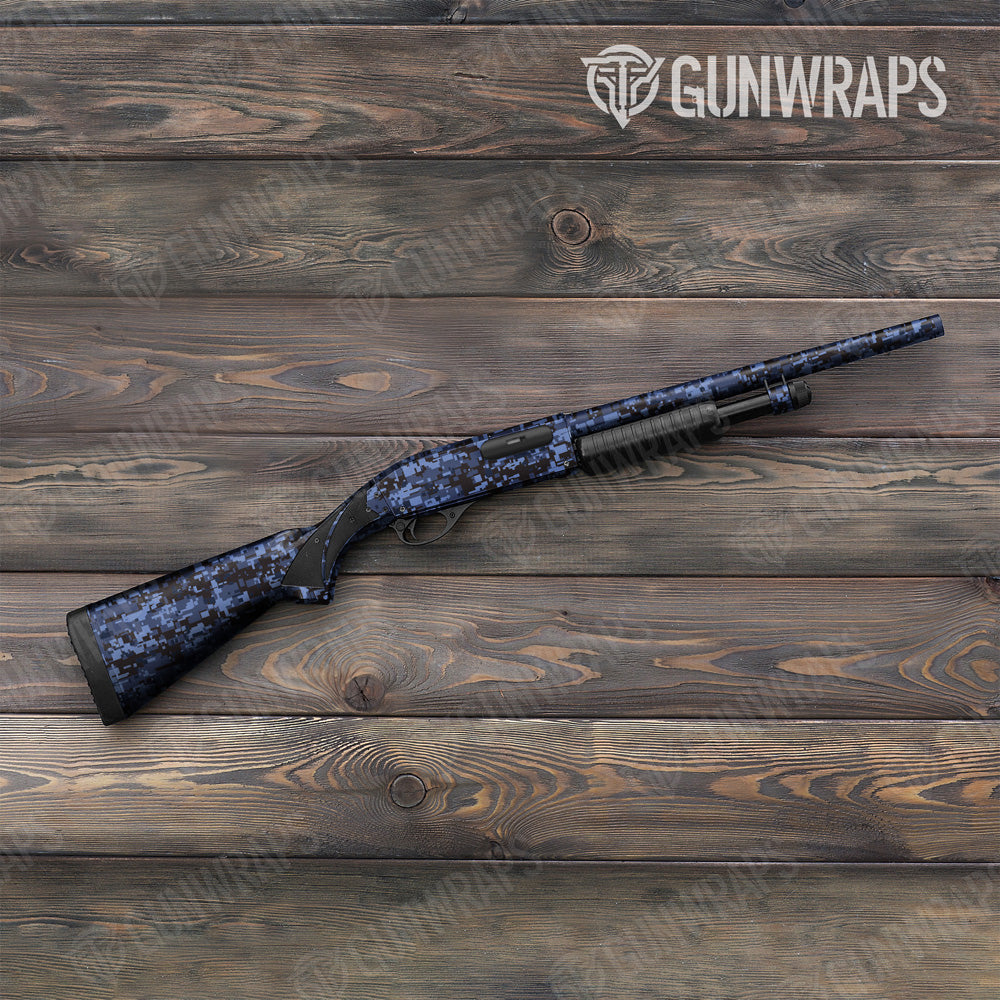 Digital Blue Midnight Camo Shotgun Gun Skin Vinyl Wrap