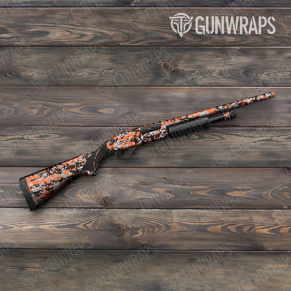 Digital Orange Tiger Camo Shotgun Gun Skin Vinyl Wrap