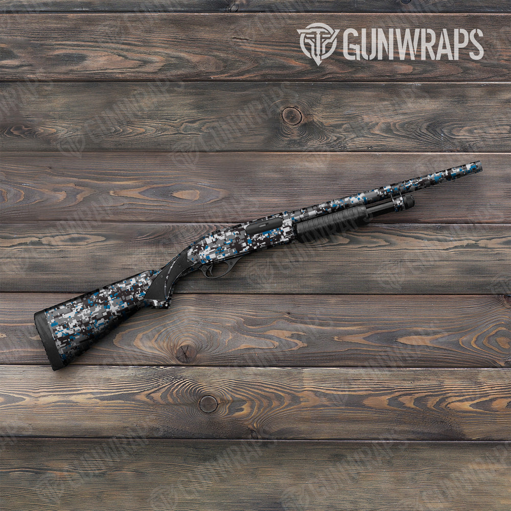 Digital Urban Blue Camo Shotgun Gun Skin Vinyl Wrap