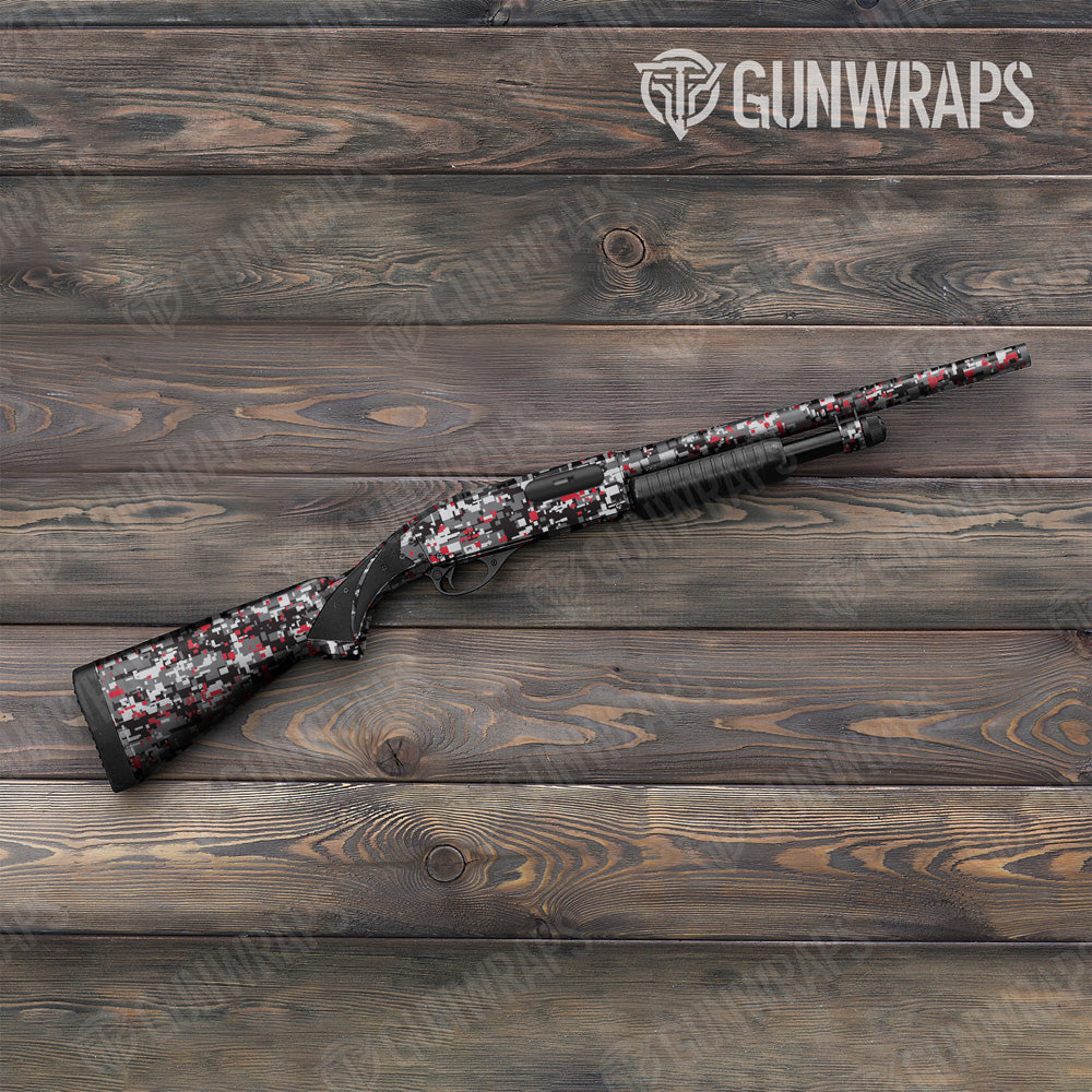 Digital Urban Red Camo Shotgun Gun Skin Vinyl Wrap