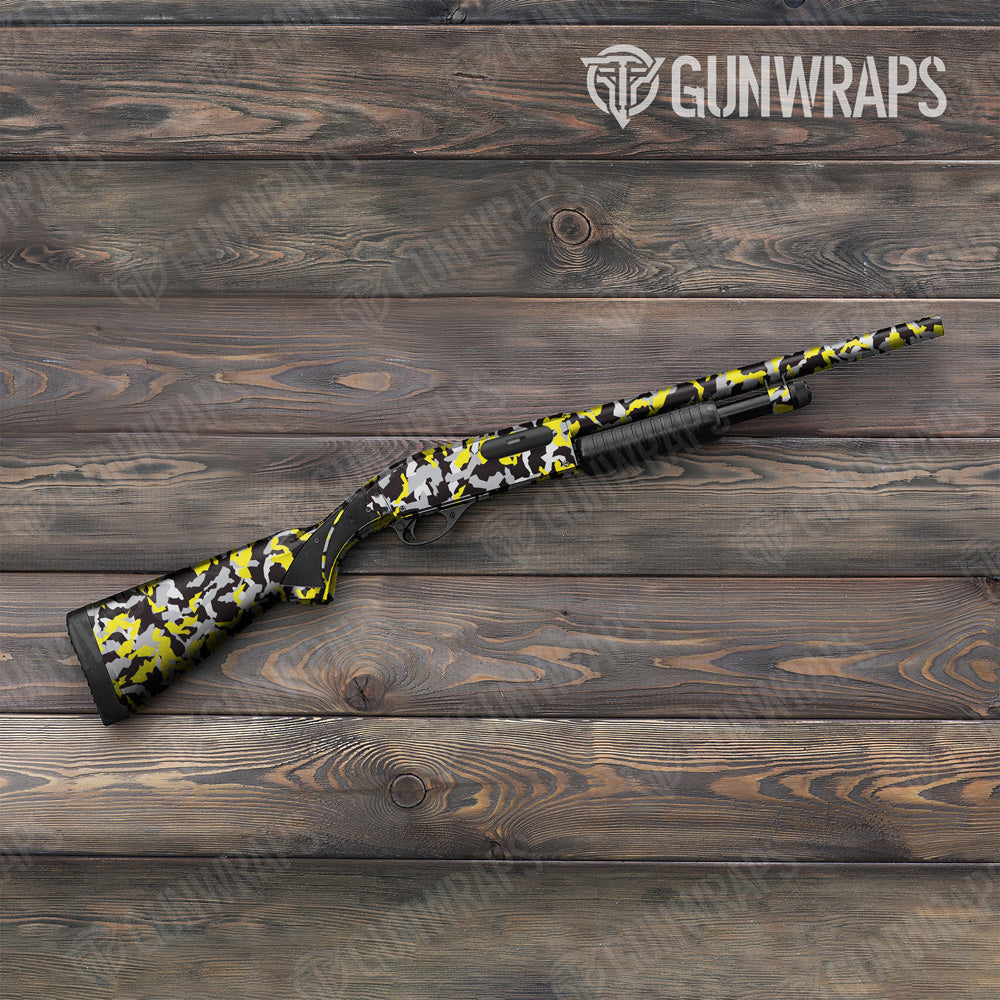 Erratic Yellow Tiger Camo Shotgun Gun Skin Vinyl Wrap