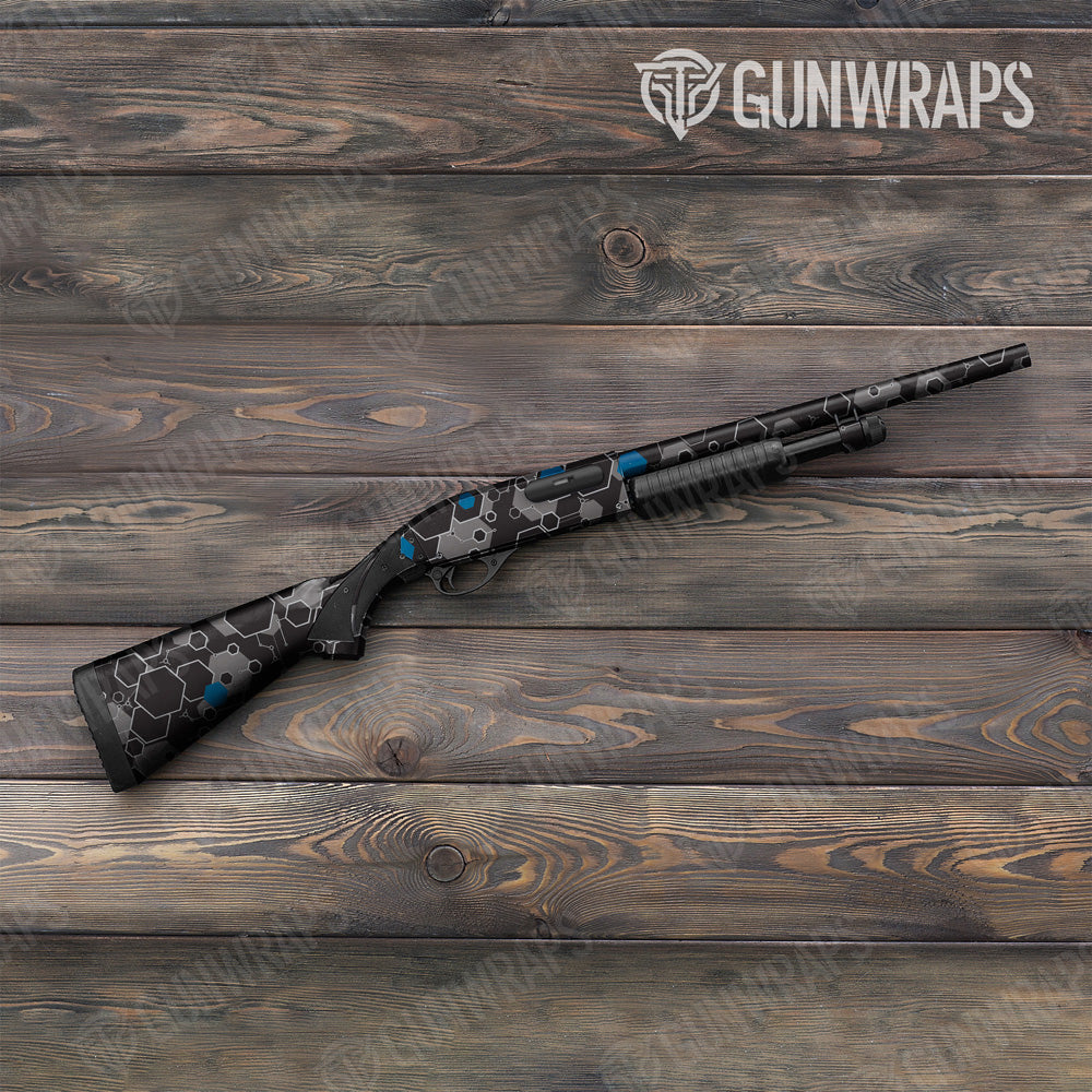 Hex DNA Blue Shotgun Gun Skin Vinyl Wrap