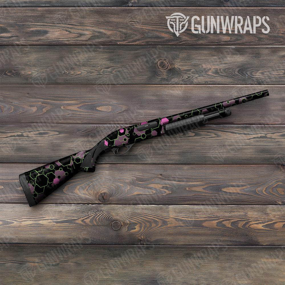 Hex DNA Neon Night Shotgun Gun Skin Vinyl Wrap