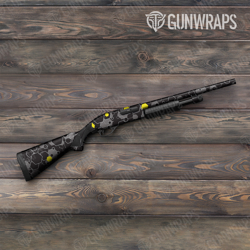 Hex DNA Yellow Shotgun Gun Skin Vinyl Wrap