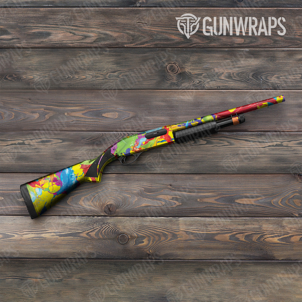 Paint Splatter Yellow Shotgun Gun Skin Vinyl Wrap