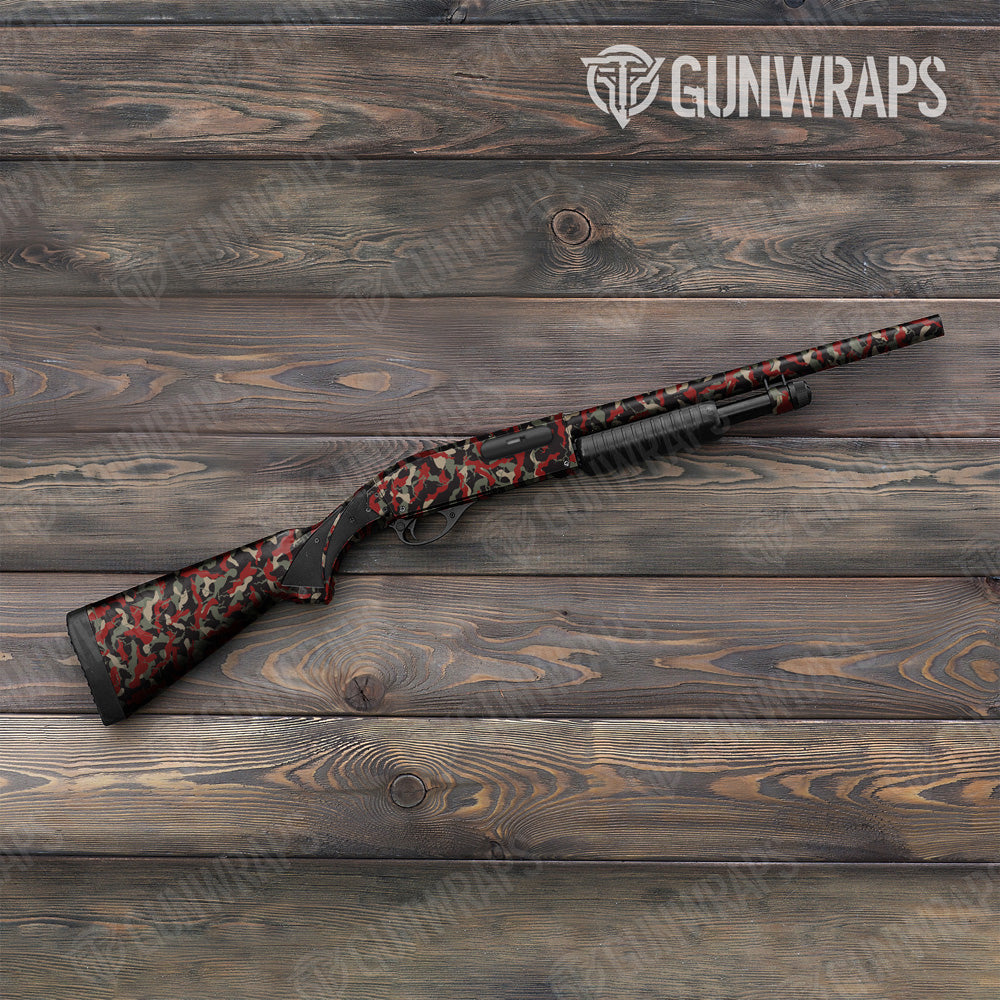 Ragged Militant Red Camo Shotgun Gun Skin Vinyl Wrap