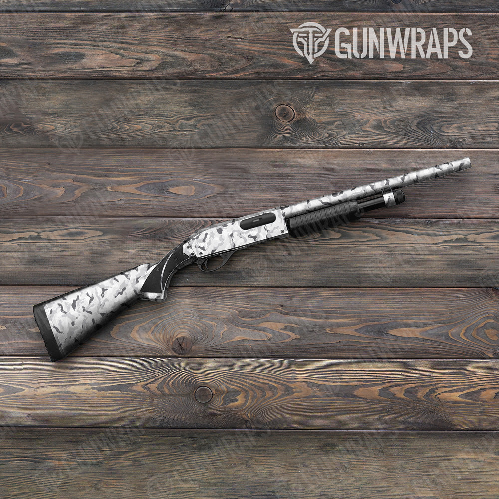 Ragged Snow Camo Shotgun Gun Skin Vinyl Wrap