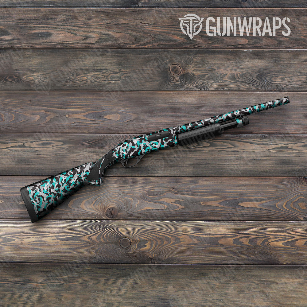 Ragged Tiffany Blue Tiger Camo Shotgun Gun Skin Vinyl Wrap