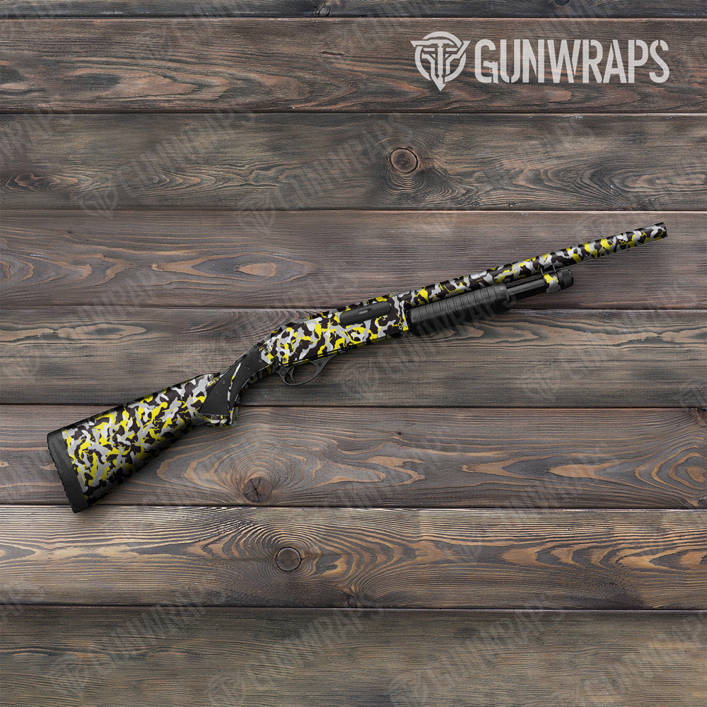 Ragged Yellow Tiger Camo Shotgun Gun Skin Vinyl Wrap