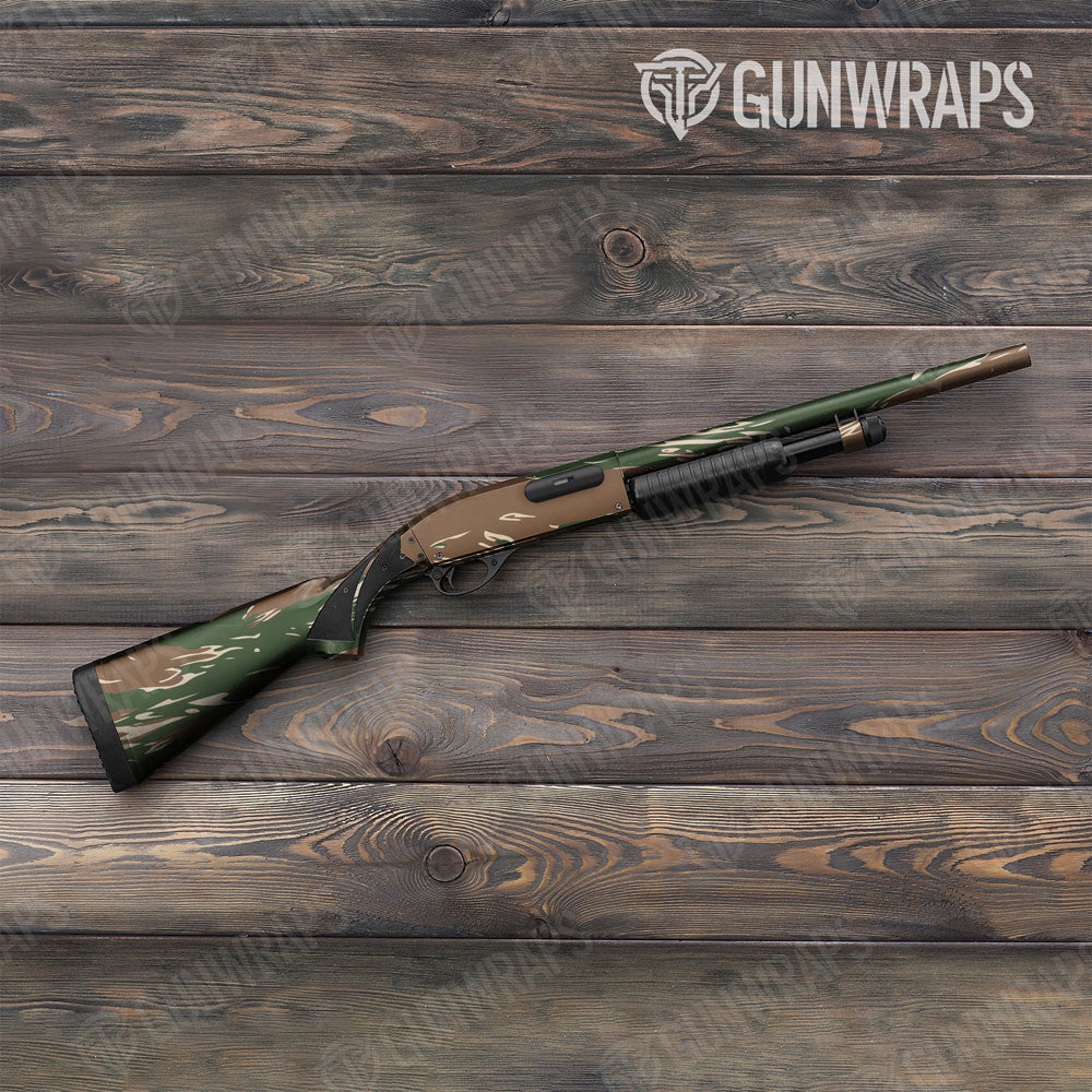 Shredded Woodland Camo Shotgun Gun Skin Vinyl Wrap